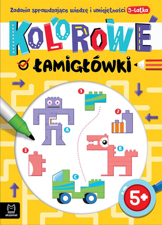 okładka Kolorowe łamigłówki. Zadania sprawdzające wiedzę i umiejętności 5-latka książka | Opracowanie zbiorowe