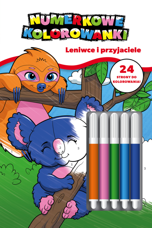 okładka Leniwce i przyjaciele. Numerkowe kolorowanki. Koala książka | Opracowanie zbiorowe