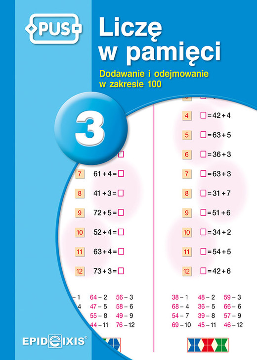 okładka PUS Liczę w pamięci dodawanie i odejmowanie w zakresie 100 część 3 książka