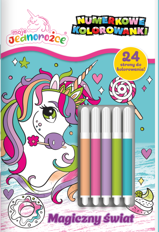 okładka Magiczny świat. Moje Jednorożce. Numerkowe kolorowanki książka