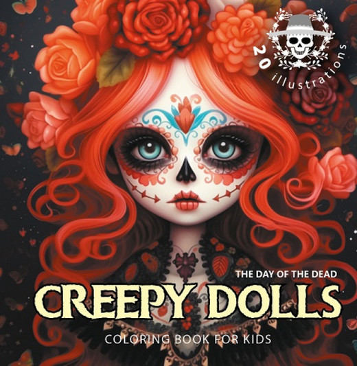 okładka Kolorowanka usztywniana Creepy Dolls Upiorne laleczki czerwona książka