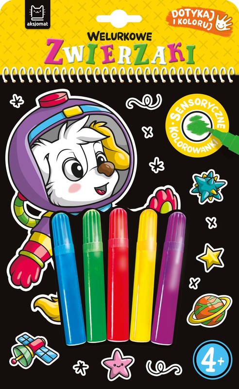 okładka Welurkowe zwierzaki. Dotykaj i koloruj książka
