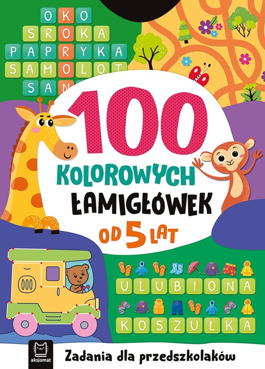 okładka 100 kolorowych łamigłówek. Zadania dla przedszkolaków. Od 5 lat książka