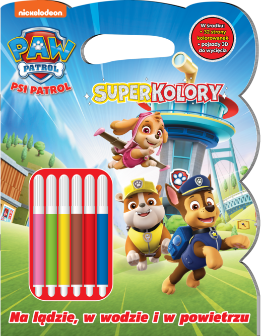 okładka Na lądzie, w wodzie i w powietrzu. Psi Patrol. SuperKolory książka