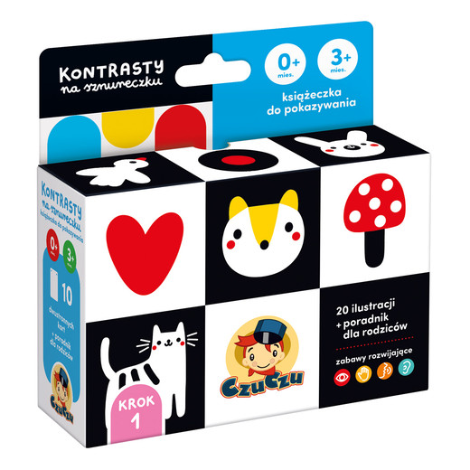 okładka Kontrasty na sznureczku Książeczka dla dzieci 0-3 mies. CzuCzu książka