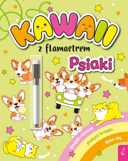 okładka Kawaii z flamastrem. Psiaki książka