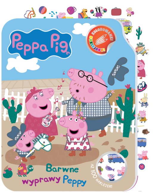 okładka Barwne wyprawy Peppy. Świnka Peppa. Kolorowanki naklejanki książka