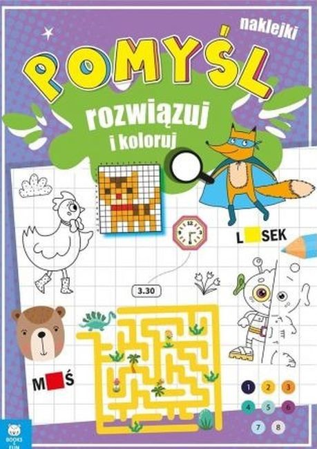 okładka Pomyśl rozwiązuj i koloruj książka