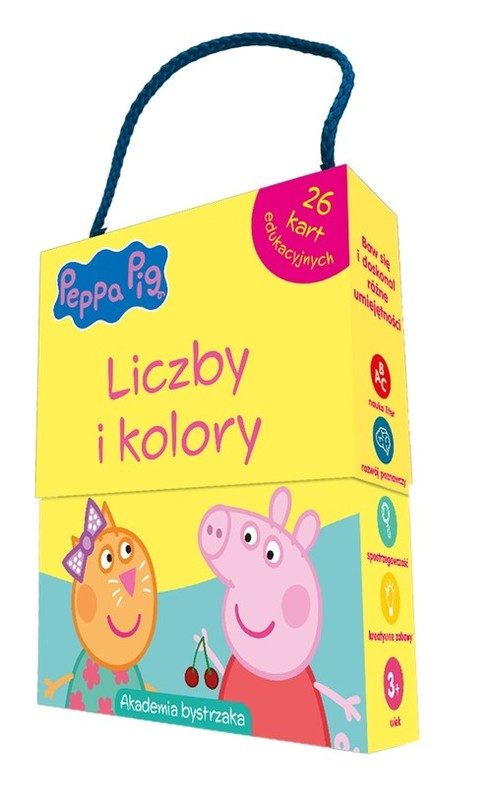 okładka Świnka Peppa Liczby i kolory Karty edukacyjne w pudełku z rączką książka