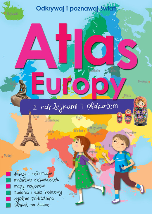 okładka Atlas Europy z naklejkami i plakatem książka