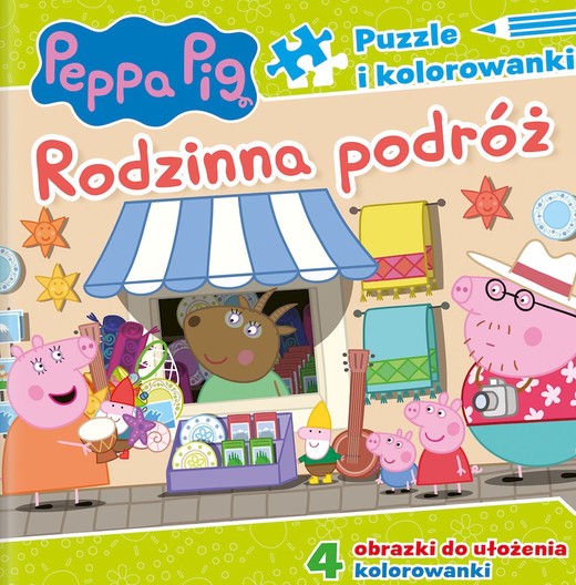 okładka Rodzinna podróż. Puzzle i kolorowanki. Świnka Peppa książka