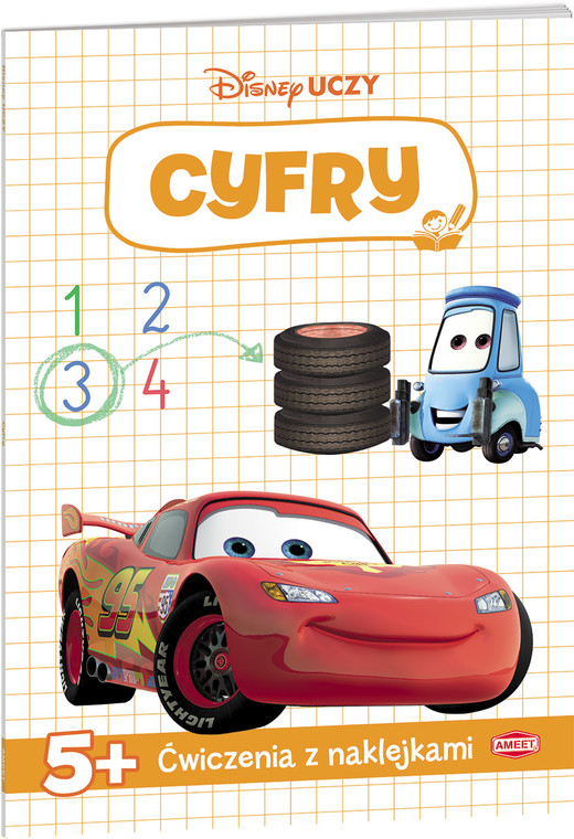 okładka Disney uczy Auta Ćwiczenia z naklejkami Cyfry UDN-2 książka | Opracowanie zbiorowe