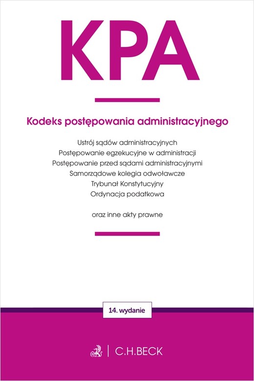 okładka KPA. Kodeks postępowania administracyjnego oraz ustawy towarzyszące wyd. 14 książka