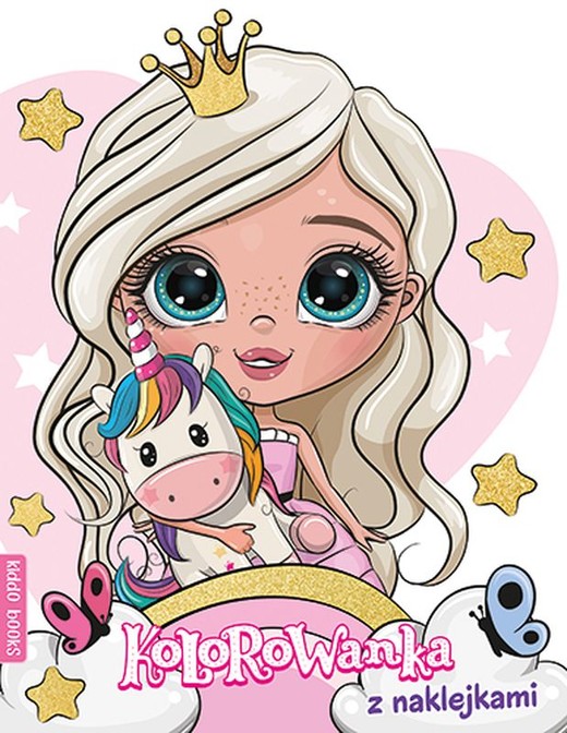 okładka Księżniczka i jednorożec. Kolorowanka z naklejkami książka
