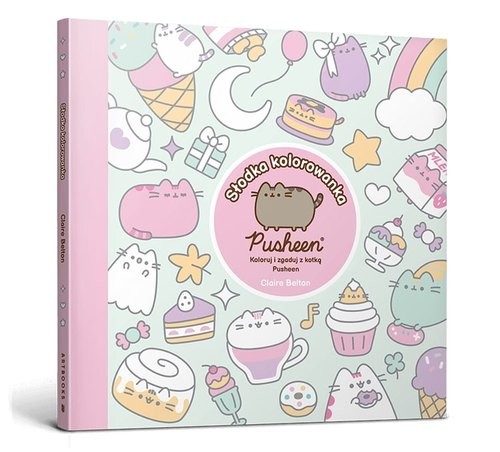 okładka Pusheen Słodka kolorowanka Koloruj i zgaduj z kotką Pusheen książka | Claire Belton