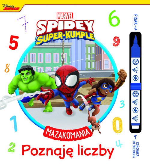 okładka Mazakomania Poznaję liczby Marvel Spidey i Super-Kumple książka | Siwak Ilona