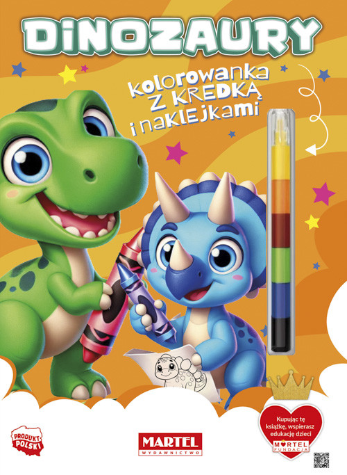 okładka Dinozaury. Kolorowanka z kredką i naklejkami książka