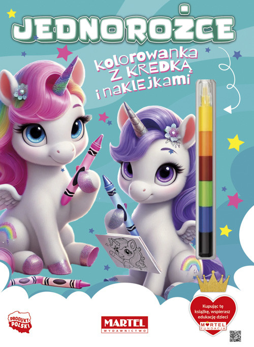 okładka Jednorożce. Kolorowanka z kredką i naklejkami książka