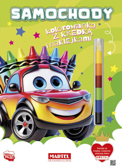 okładka Samochody. Kolorowanka z kredką i naklejkami książka