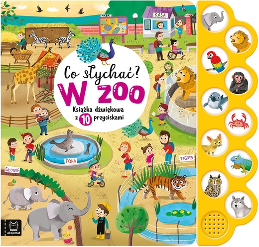 okładka Co słychać? W zoo. Książka dźwiękowa z 10 przyciskami książka