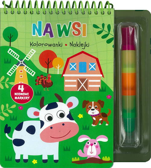 okładka Na wsi Kolorowanki naklejki 4 neonowe markery książka
