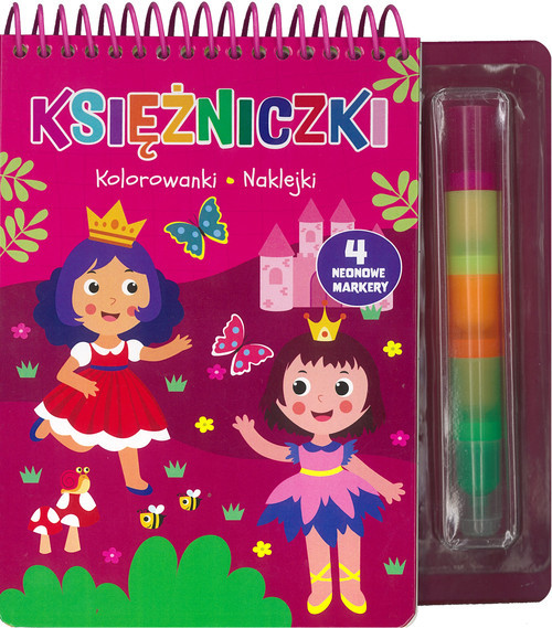 okładka Księżniczki Kolorowanki naklejki 4 neonowe markery książka