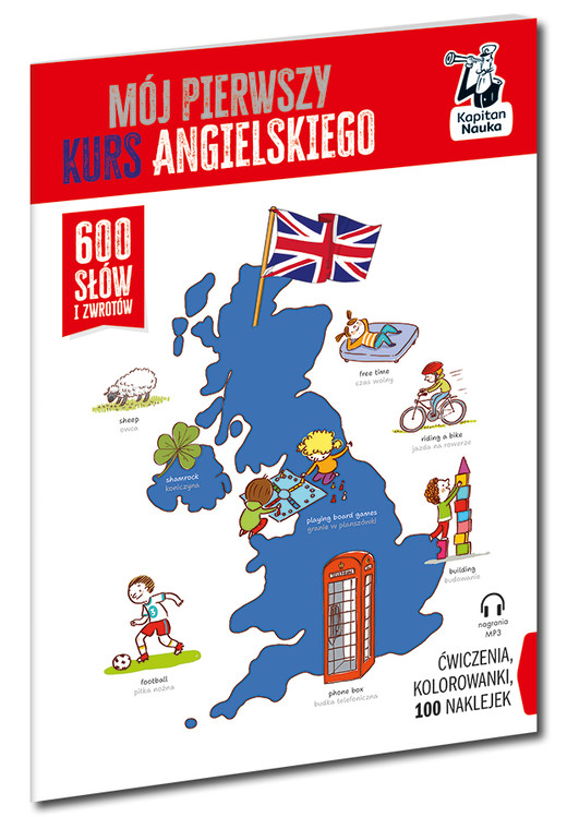 okładka Mój pierwszy kurs angielskiego. Kapitan Nauka.  600 słów i zwrotów wyd. 2025 książka