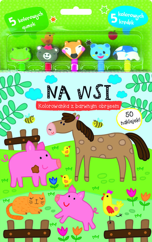 okładka Na wsi. Kolorowanka z barwnym obrysem książka