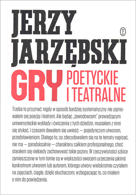 okładka Gry poetyckie i teatralne ebook | epub, mobi | Jerzy Jarzębski