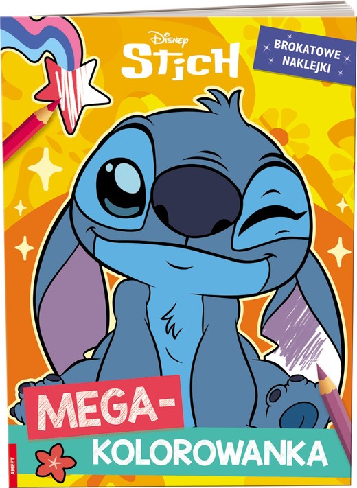 okładka Disney Stich Mega kolorowanka brokatowe naklejki KOLB-9101 książka