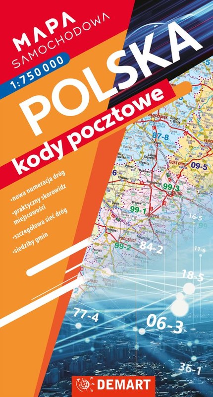 okładka Mapa samochodowa Polski. Kody pocztowe książka