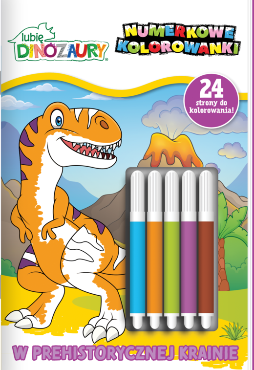 okładka W prehistorycznej krainie. Lubię Dinozaury. Numerkowe kolorowanki książka