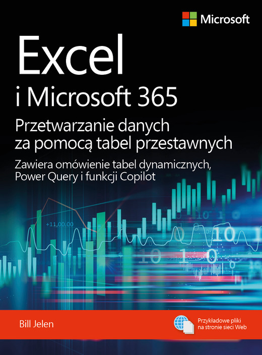 okładka Excel i Microsoft 365 Przetwarzanie danych za pomocą tabel przestawnych. Zawiera omówienie tabel dynamicznych, Power Query i funkcji Copilot książka