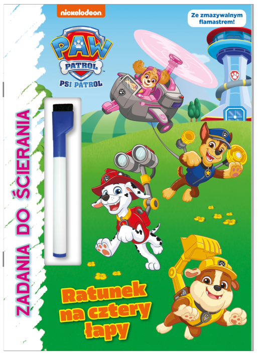 okładka Ratunek na cztery łapy. Psi Patrol. Zadania do ścierania książka