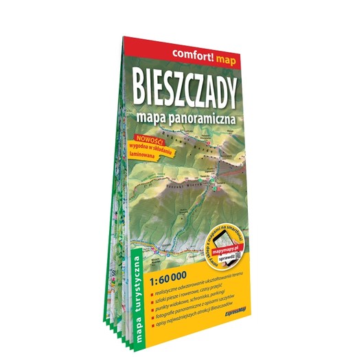 okładka Bieszczady mapa panoramiczna mapa turystyczna 1:60 000 laminat 2024 książka