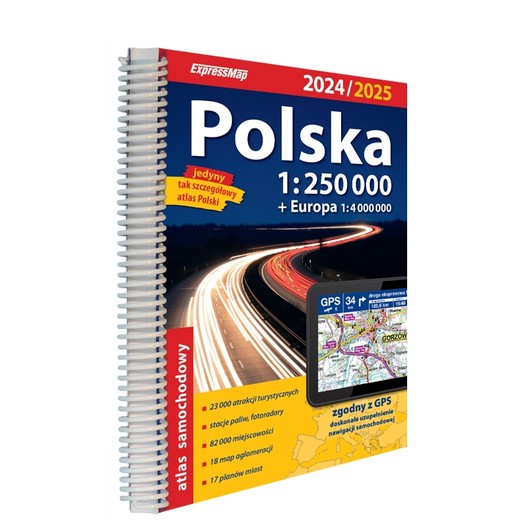 okładka Polska Atlas Samochodowy 1:250 000 2024/2025 książka