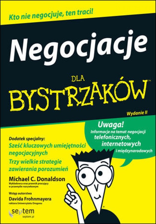 okładka Negocjacje dla bystrzaków. Wydanie II ebook | epub, mobi, pdf | Michael C. Donaldson, David Frohnmayer