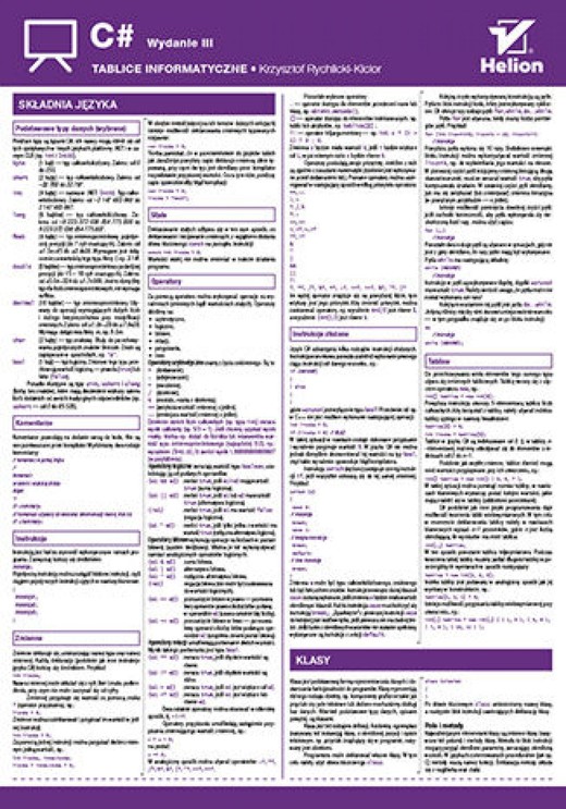 okładka Tablice informatyczne. C#. Wydanie III ebook | pdf | Krzysztof Rychlicki-Kicior