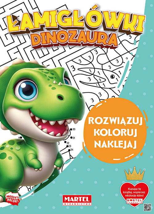 okładka Łamigłówki dinozaura z naklejkami książka
