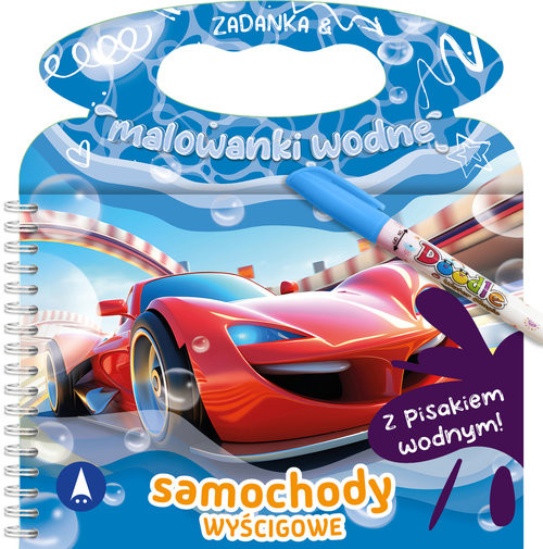 okładka Zadanka & malowanki wodne Samochody wyścigowe książka