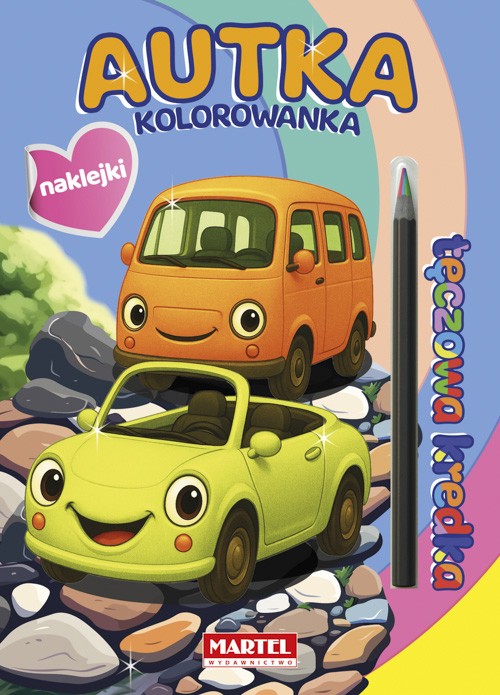 okładka Autka z naklejkami. Kolorowanka z naklejkami. Tęczowa kredka książka | Salamon Katarzyna