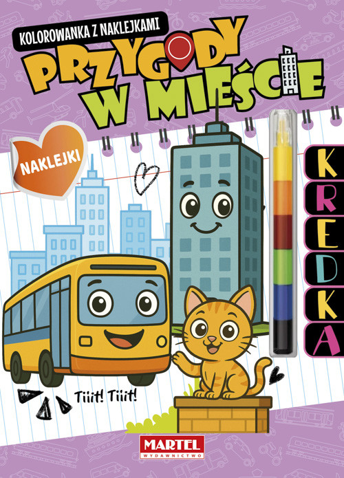 okładka Przygody w mieście. Kolorowanka z naklejkami (modułowa kredka) książka | Salamon Katarzyna