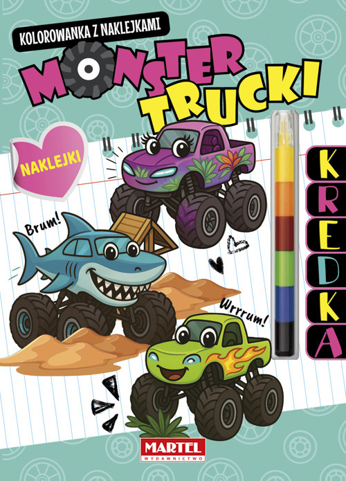 okładka Monster Trucki. Kolorowanka z naklejkami (modułowa kredka) książka | Salamon Katarzyna