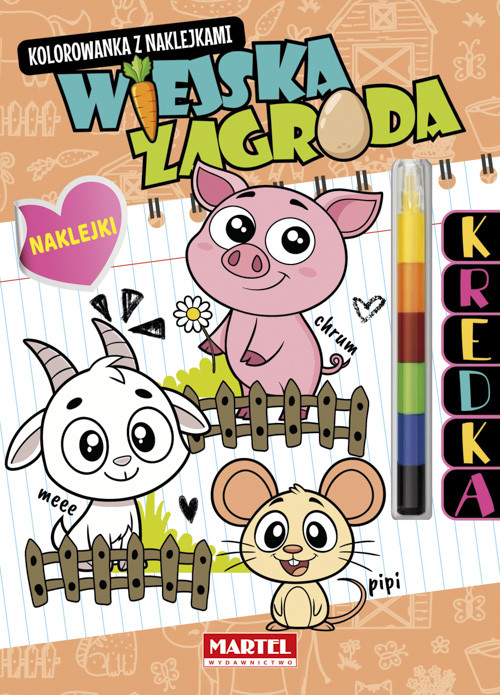 okładka Wiejska zagroda. Kolorowanka z naklejkami (modułowa kredka) książka | Salamon Katarzyna