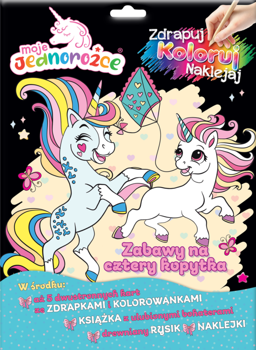 okładka Moje Jednorożce. Zdrapuj, koloruj, naklejaj Zabawy na cztery kopytka książka | null null