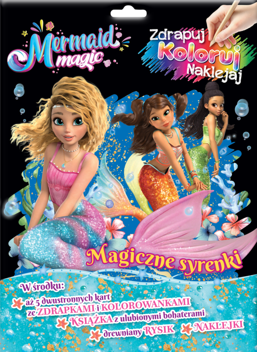 okładka Magia Syren. Zdrapuj, koloruj, naklejaj Magiczne syrenki książka | null null