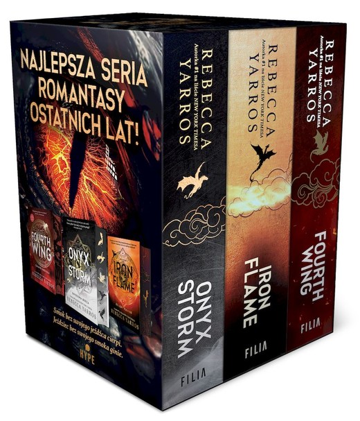 okładka Pakiet Fourth Wing. Czwarte Skrzydło. Edycja specjalna / Iron Flame. Żelazny płomień / Onyx Storm. Onyksowa burza książka | Rebecca Yarros