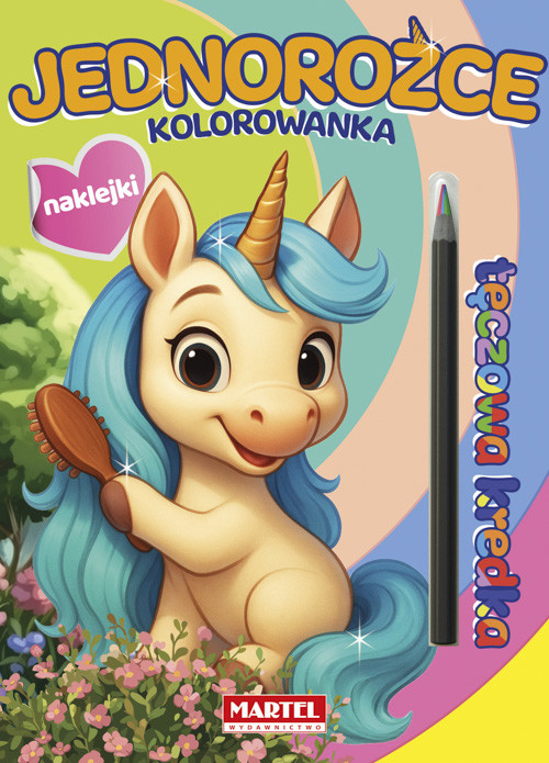 okładka Jednorożce z naklejkami. Kolorowanka z naklejkami. Tęczowa kredka książka | Salamon Katarzyna