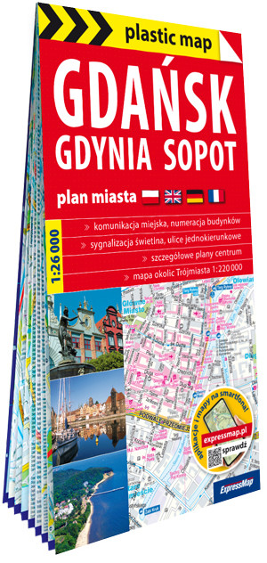 okładka Gdańsk Gdynia Sopot plan Trójmiasta 1:26 000 foliowana 2025 książka | Opracowanie zbiorowe