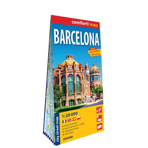 okładka Barcelona city street map 1:20 000 laminat 2025 książka | Opracowanie zbiorowe